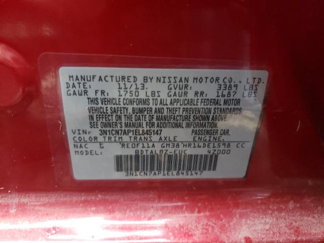 Photo 10 from auction – 2014 NISSAN VERSA with VIN 3N1CN7AP1EL845147