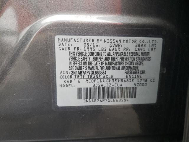 Photo 10 from auction – 2016 NISSAN SENTRA S with VIN 3N1AB7AP7GL663584