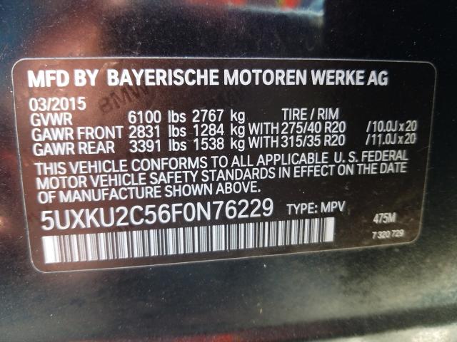 Photo 10 from auction – 2015 BMW X6 XDRIVE3 with VIN 5UXKU2C56F0N76229