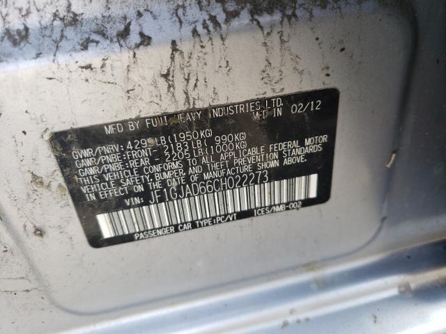 Photo 10 from auction – 2012 SUBARU IMPREZA PR with VIN JF1GJAD66CH022273