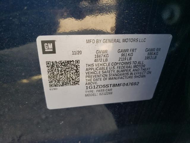 Photo 10 from auction – 2021 CHEVROLET MALIBU LT with VIN 1G1ZD5ST8MF047692