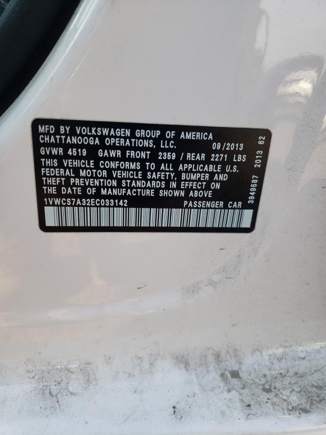 Photo 10 from auction – 2014 VOLKSWAGEN PASSAT SEL with VIN 1VWCS7A32EC033142