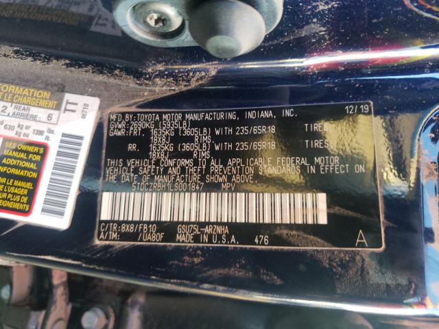 Photo 10 from auction – 2020 TOYOTA HIGHLANDER with VIN 5TDCZRBH1LS001847
