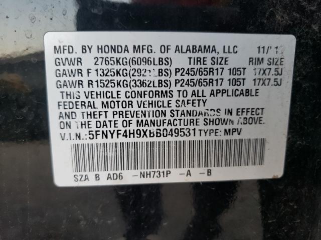 Photo 10 from auction – 2011 HONDA PILOT TOUR with VIN 5FNYF4H9XBB049531