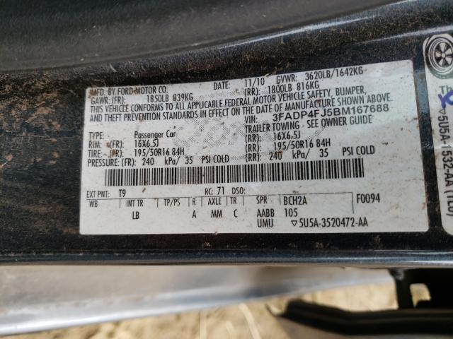 Photo 10 from auction – 2011 FORD FIESTA SES with VIN 3FADP4FJ5BM167688