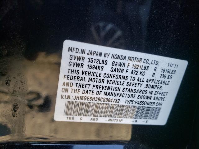 Photo 10 from auction – 2012 HONDA FIT with VIN JHMGE8H39CS004732