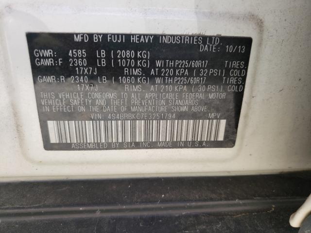 Photo 10 from auction – 2014 SUBARU OUTBACK 2. with VIN 4S4BRBKC7E3251794
