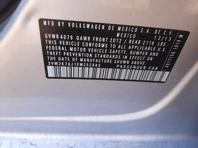 Photo 10 from auction – 2014 VOLKSWAGEN JETTA BASE with VIN 3VW2K7AJ1EM252683