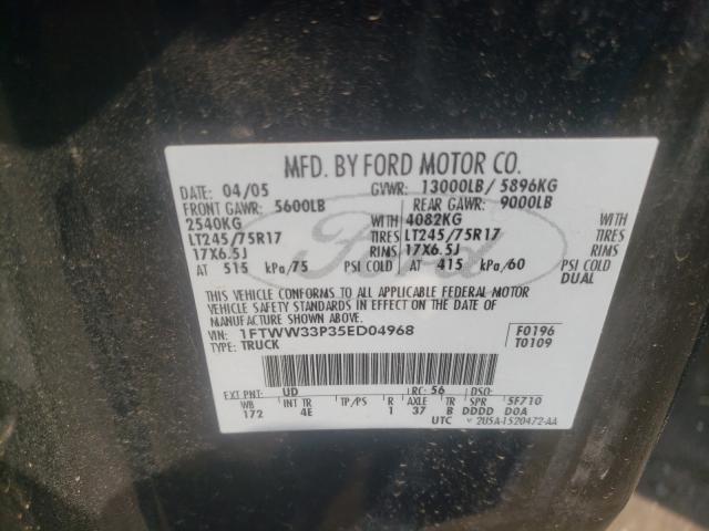 Photo 10 from auction – 2005 FORD F350 SUPER with VIN 1FTWW33P35ED04968