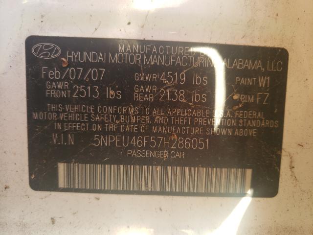 Photo 10 from auction – 2007 HYUNDAI SONATA SE with VIN 5NPEU46F57H286051