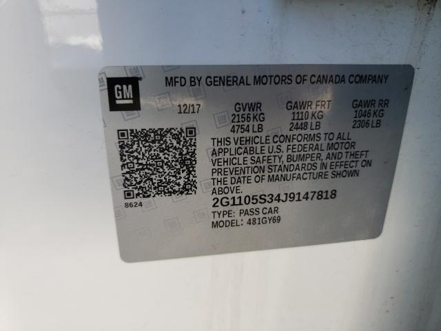 Photo 10 from auction – 2018 CHEVROLET IMPALA LT with VIN 2G1105S34J9147818