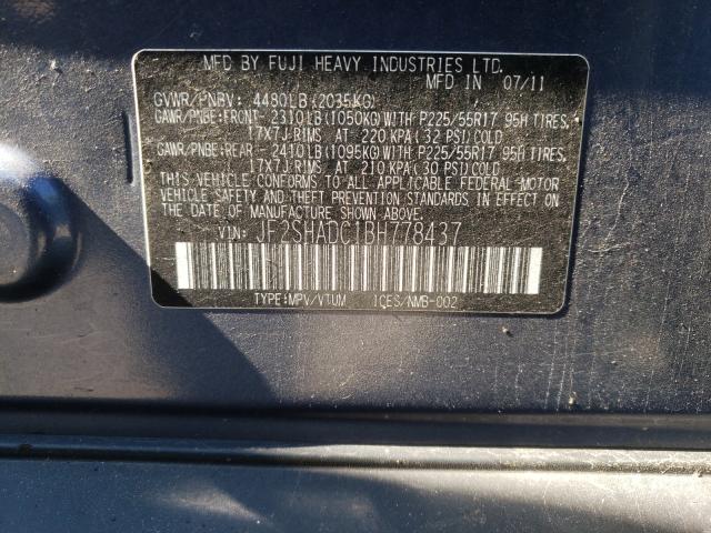 Photo 10 from auction – 2011 SUBARU FORESTER 2 with VIN JF2SHADC1BH778437