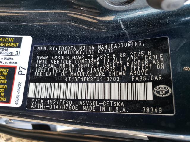 Photo 10 from auction – 2015 TOYOTA CAMRY LE with VIN 4T1BF1FK8FU110703