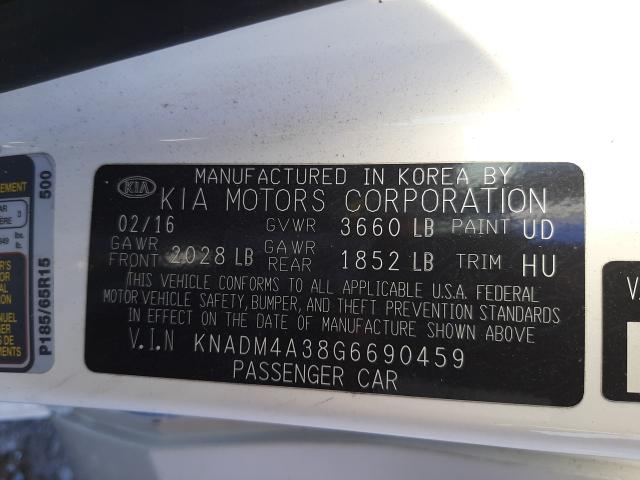 Photo 10 from auction – 2016 KIA RIO LX with VIN KNADM4A38G6690459