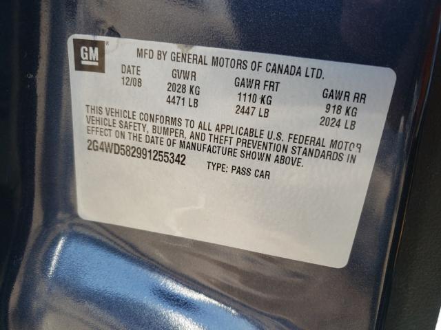 Photo 10 from auction – 2009 BUICK LACROSSE C with VIN 2G4WD582991255342