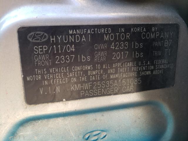 Photo 10 from auction – 2005 HYUNDAI SONATA GL with VIN KMHWF25S35A151085