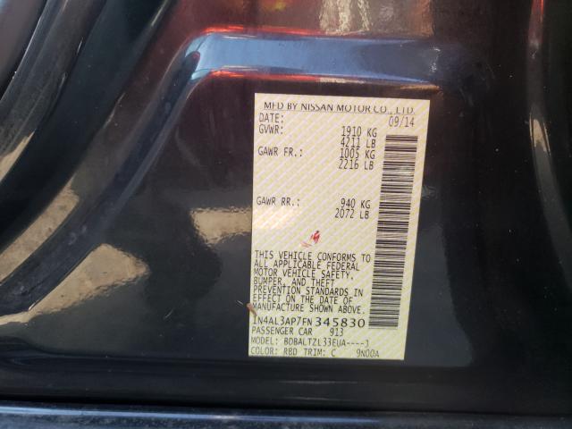 Photo 10 from auction – 2015 NISSAN ALTIMA 2.5 with VIN 1N4AL3AP7FN345830