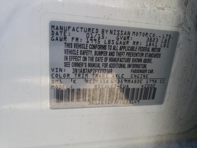 Photo 10 from auction – 2015 NISSAN SENTRA S with VIN 3N1AB7AP7FY233149