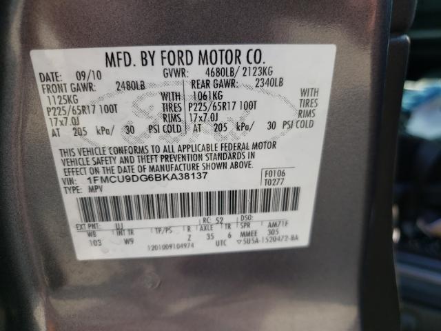 Photo 10 from auction – 2011 FORD ESCAPE XLT with VIN 1FMCU9DG6BKA38137