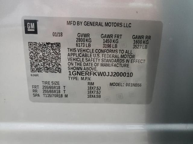 Photo 10 from auction – 2018 CHEVROLET TRAVERSE L with VIN 1GNERFKW0JJ200010