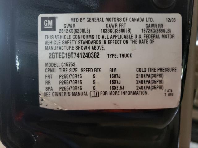 Photo 10 from auction – 2004 GMC NEW SIERRA with VIN 2GTEC19T741240382
