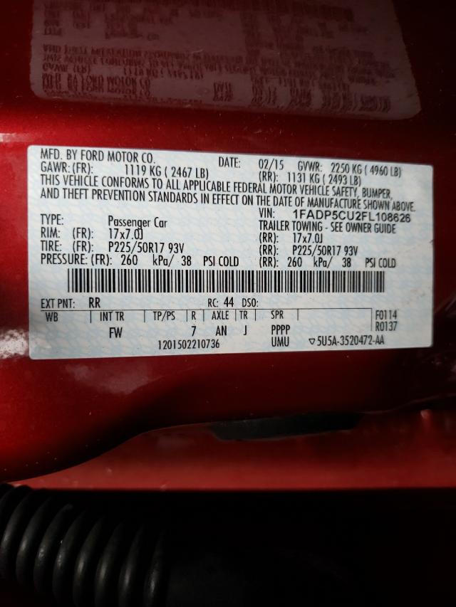 Photo 10 from auction – 2015 FORD C-MAX PREM with VIN 1FADP5CU2FL108626