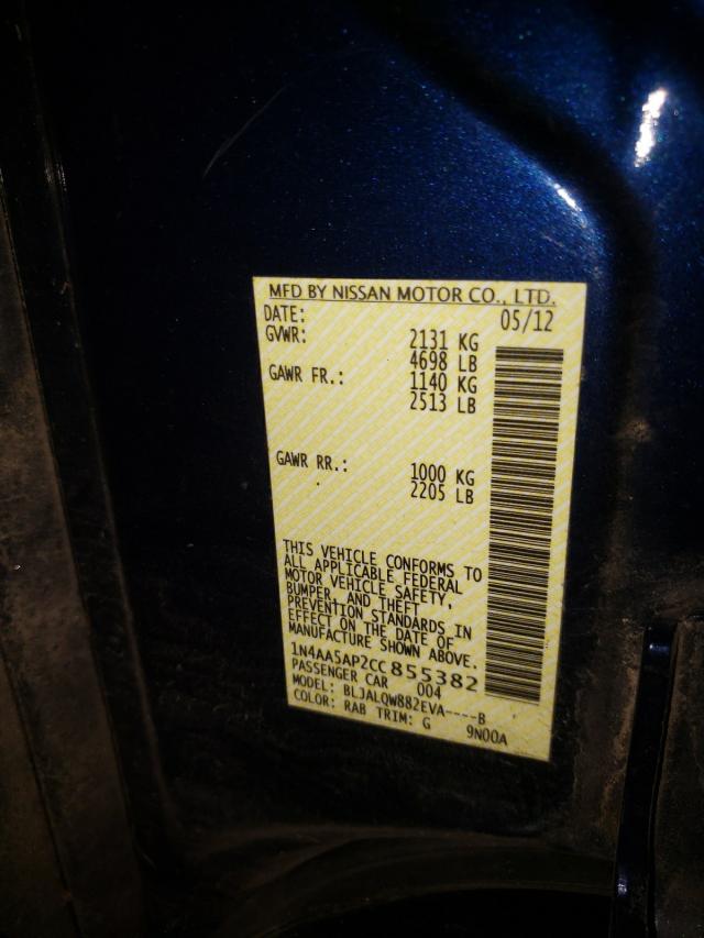 Photo 10 from auction – 2012 NISSAN MAXIMA S with VIN 1N4AA5AP2CC855382