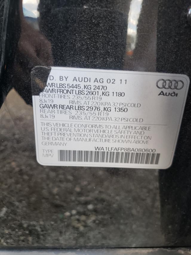 Photo 10 from auction – 2011 AUDI Q5 PREMIUM with VIN WA1LFAFP8BA080600