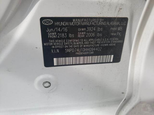 Photo 10 from auction – 2017 HYUNDAI ELANTRA SE with VIN 5NPD74LF0HH094402
