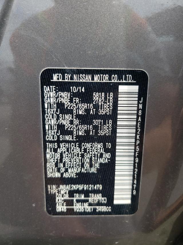 Photo 10 from auction – 2015 NISSAN QUEST S with VIN JN8AE2KP5F9121479