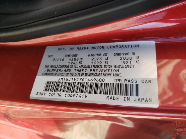 Photo 10 from auction – 2016 MAZDA 6 TOURING with VIN JM1GJ1V57G1469600