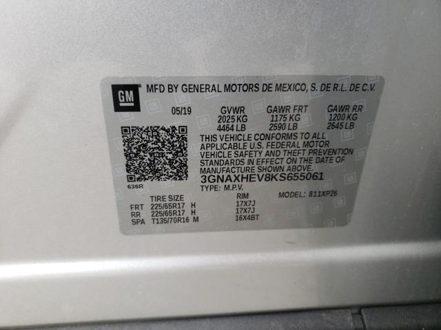 Photo 10 from auction – 2019 CHEVROLET EQUINOX LS with VIN 3GNAXHEV8KS655061