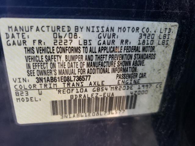 Photo 10 from auction – 2008 NISSAN SENTRA 2.0 with VIN 3N1AB61E08L736577
