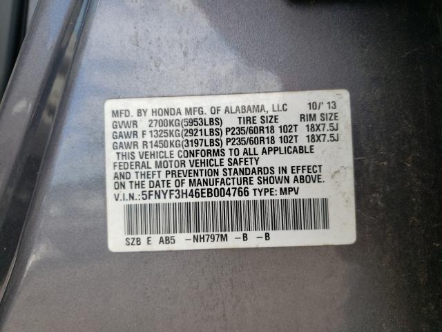 Photo 10 from auction – 2014 HONDA PILOT EX with VIN 5FNYF3H46EB004766