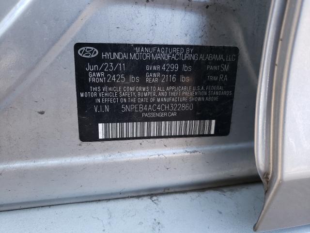 Photo 10 from auction – 2012 HYUNDAI SONATA GLS with VIN 5NPEB4AC4CH322860