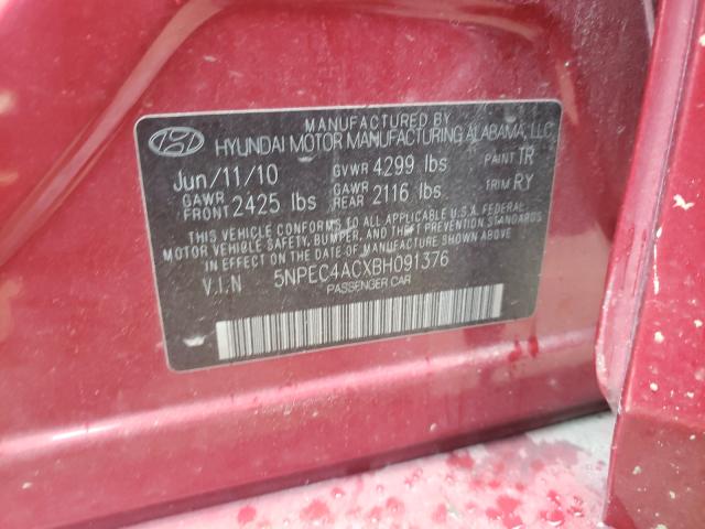 Photo 10 from auction – 2011 HYUNDAI SONATA SE with VIN 5NPEC4ACXBH091376