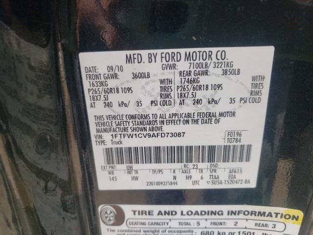 Photo 10 from auction – 2010 FORD F150 SUPER with VIN 1FTFW1CV9AFD73087