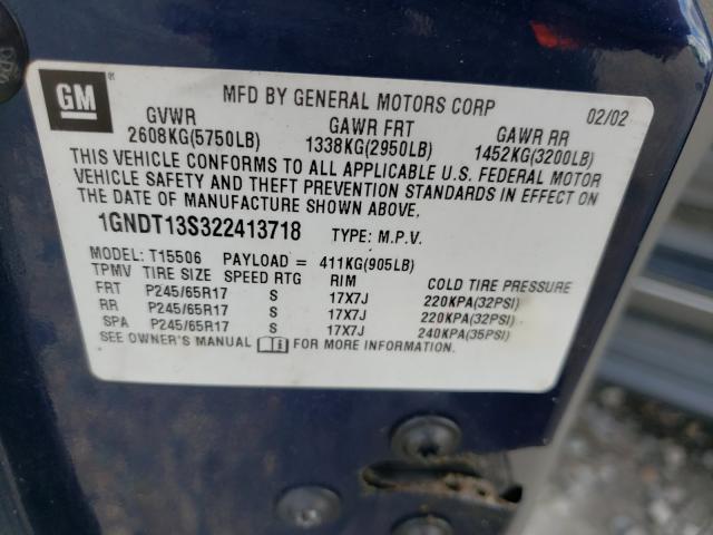 Photo 10 from auction – 2002 CHEVROLET TRAILBLAZE with VIN 1GNDT13S322413718