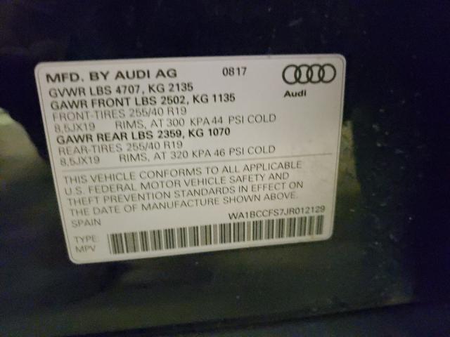 Photo 10 from auction – 2018 AUDI Q3 PREMIUM with VIN WA1BCCFS7JR012129