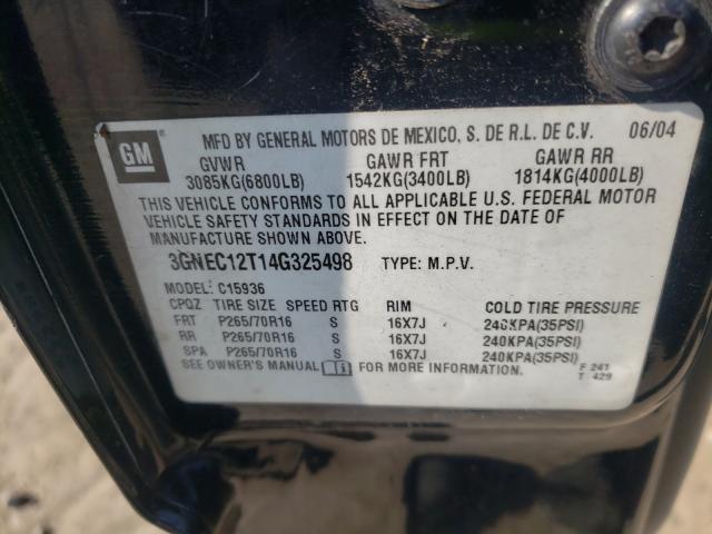 Photo 10 from auction – 2004 CHEVROLET AVALANCHE with VIN 3GNEC12T14G325498