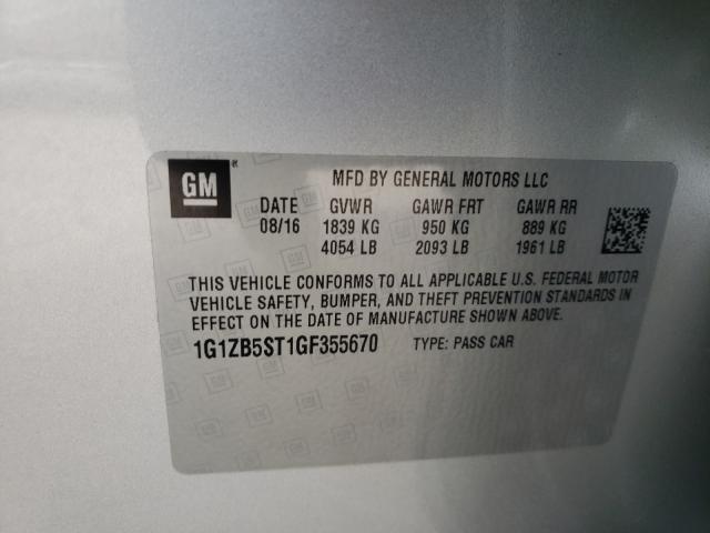 Photo 10 from auction – 2016 CHEVROLET MALIBU LS with VIN 1G1ZB5ST1GF355670