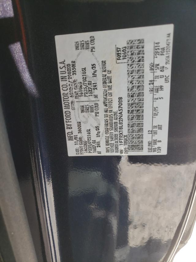 Photo 10 from auction – 2002 FORD F150 with VIN 1FTRX18L82NA57088