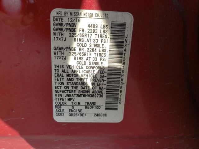 Photo 10 from auction – 2017 NISSAN ROGUE S with VIN JN8AT2MT6HW389736