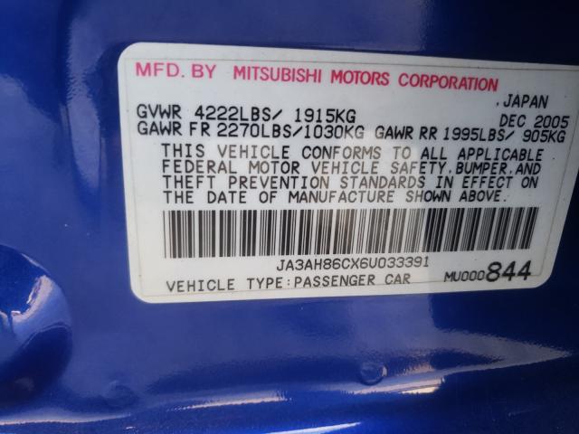Photo 10 from auction – 2006 MITSUBISHI LANCER EVO with VIN JA3AH86CX6U033391