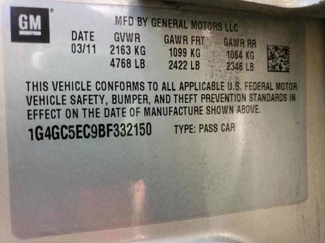 Photo 10 from auction – 2011 BUICK LACROSSE C with VIN 1G4GC5EC9BF332150