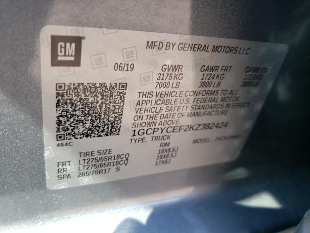 Photo 10 from auction – 2019 CHEVROLET SILVERADO with VIN 1GCPYCEF2KZ382424