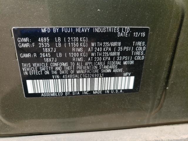 Photo 10 from auction – 2016 SUBARU OUTBACK 2. with VIN 4S4BSALC1G3269031