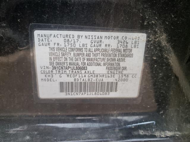 Photo 10 from auction – 2018 NISSAN VERSA S with VIN 3N1CN7AP1JL806083