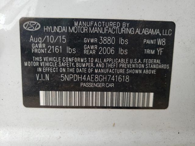 Photo 10 from auction – 2016 HYUNDAI ELANTRA SE with VIN 5NPDH4AE8GH741618