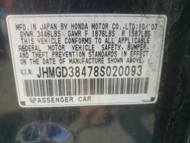 Photo 10 from auction – 2008 HONDA FIT with VIN JHMGD38478S020093